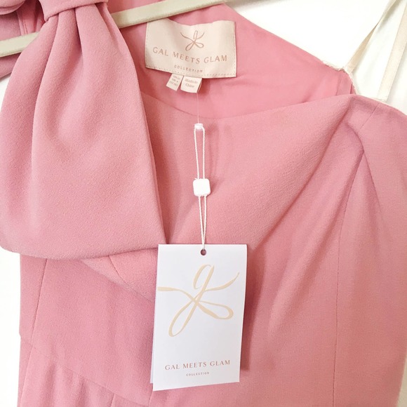 NWT Gal Meets Glam Pink One Shoulder Sylvia Bow Jumpsuit 00 - Picture 5 of 7